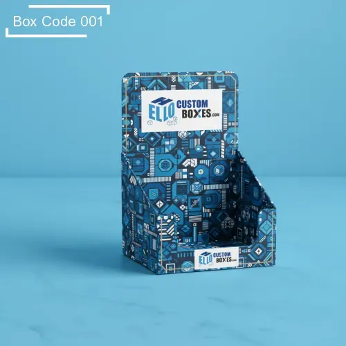 Compact cosmetic display boxes with header card for point-of-sale presentation-