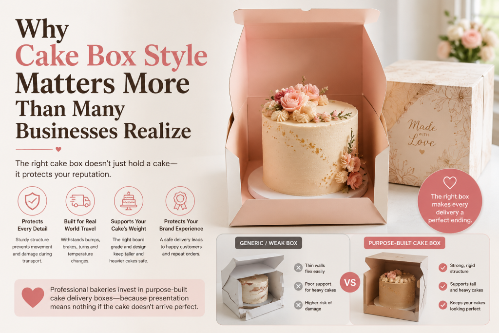 A quick guide to matching cake box styles with specific occasions, helping bakeries choose the right packaging for presentation, delivery, gifting, branding, and product protection.