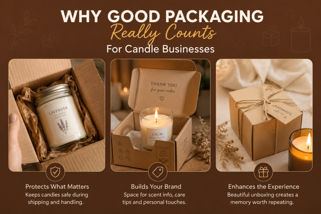 Custom candle packaging boxes designed to protect candles during shipping, support branding, and create a memorable unboxing experience.