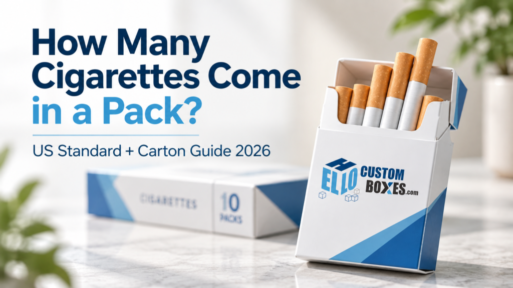 Cigarette pack and carton guide showing the US standard pack format