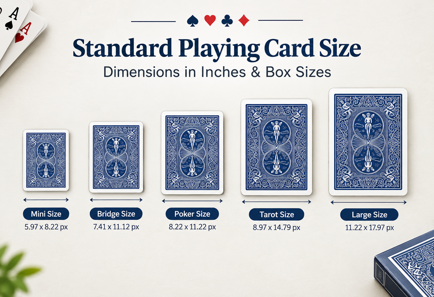 Standard Playing Card Size: Dimensions in Inches & Box Sizes